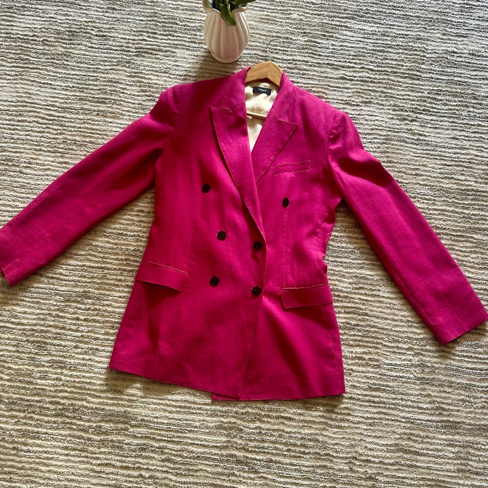 Theory Fuchsia Double-Breasted Blazer